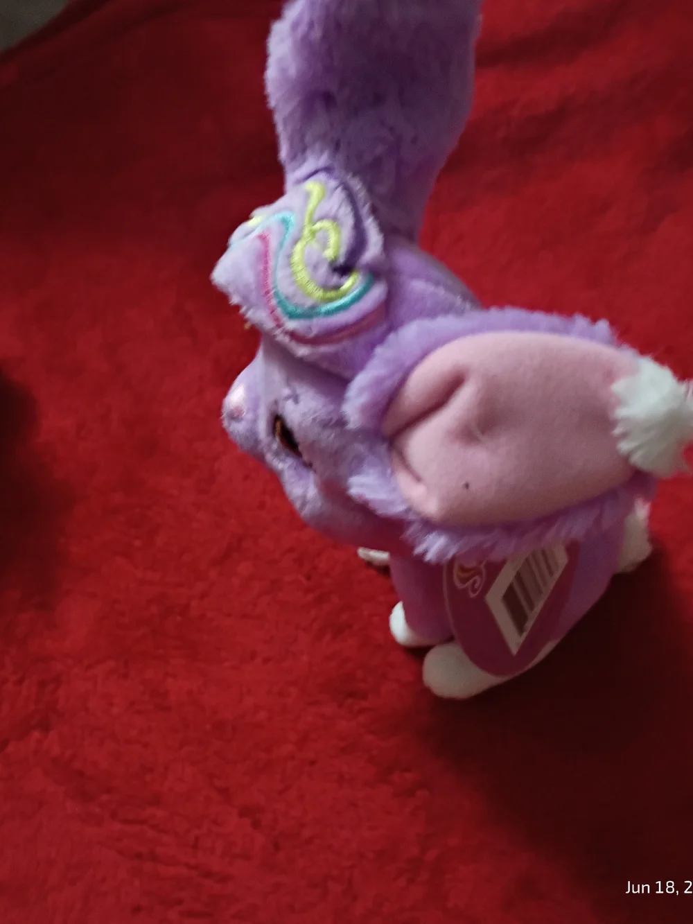 Mattel Lavender and White Plush. Violet A Small Toy W/ Multiclor Embroidered Ear